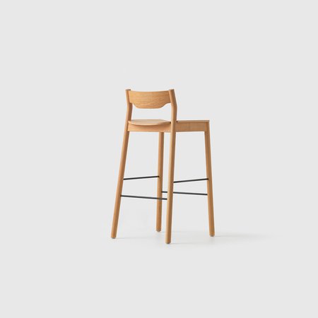 Tangerine Stool with Back (Natural Oak)