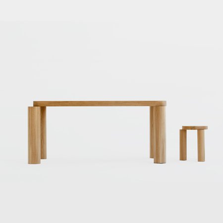 Offset Dining Table (Natural Oak)