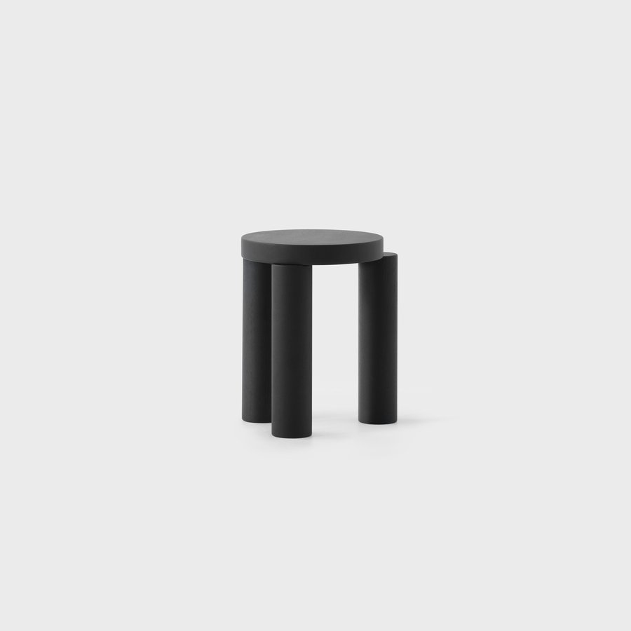 Offset Stool / Sidetable (Black Stain Oak)