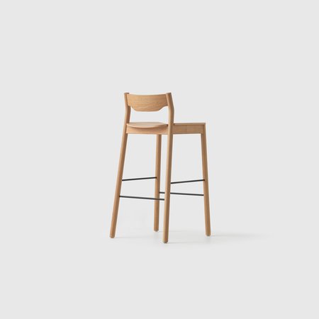 Tangerine Stool with Back (Natural Oak)