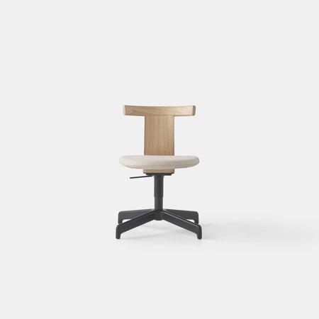 Jiro Swivel Chair - Upholstered (Nat Oak Blk Base)